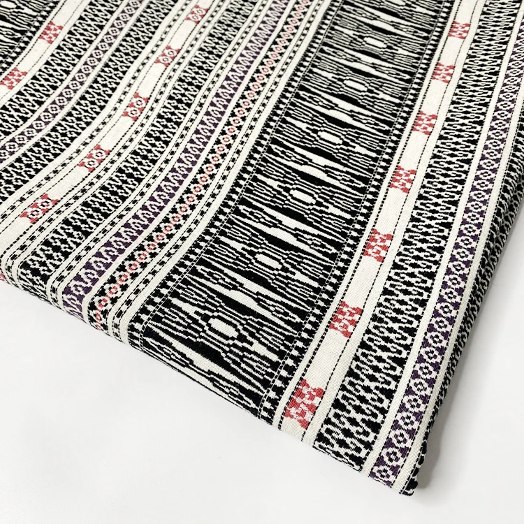 Harvest woven polyester cotton yarn dyed brocade tribal stripe jacquard brocade  fabric for apparel and decoration