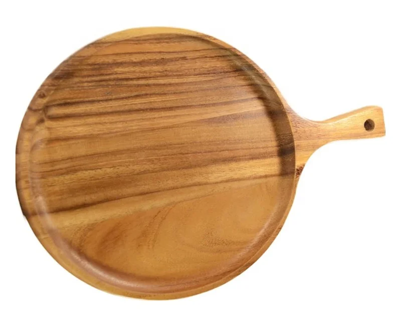 Acacia Round Tray for Small Pizzas and Appetizers Home Decor Kitchen Wooden Food Platter
