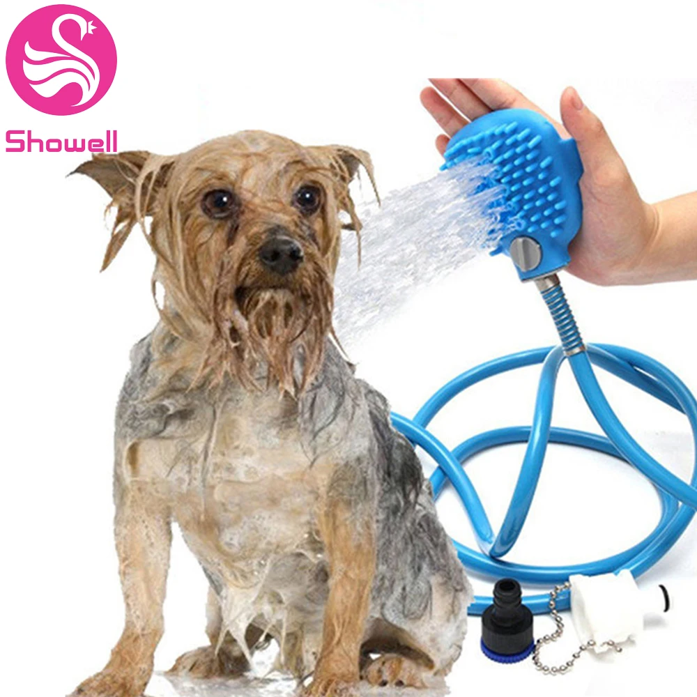 Hot Sell Dog Bathing Supplies Sprayer Scrubber Pet Grooming Tool Dog Bath Brush Wash Hose With Shower Attachment