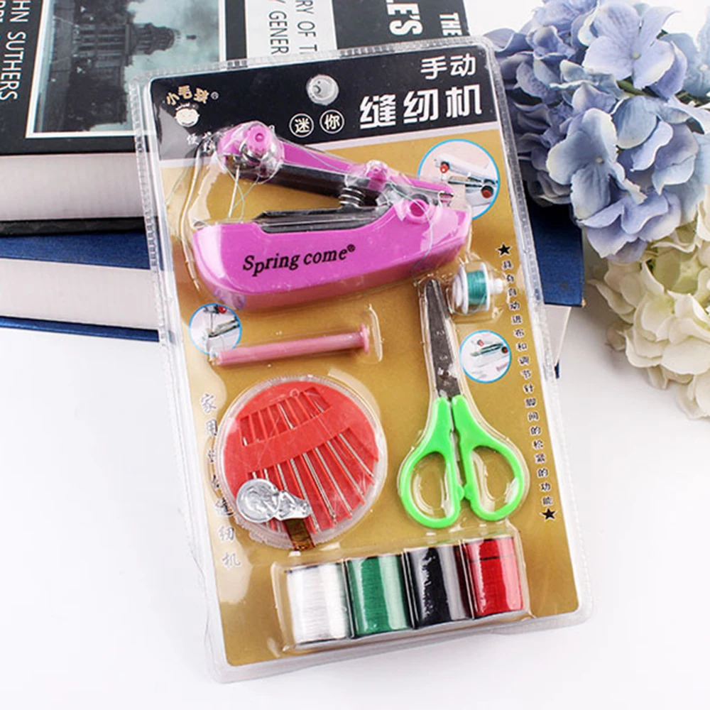 Portable Cordless Mini Hand-Held Sewing Machine household Stitch hand sewing machine manual mini sewing machine set
