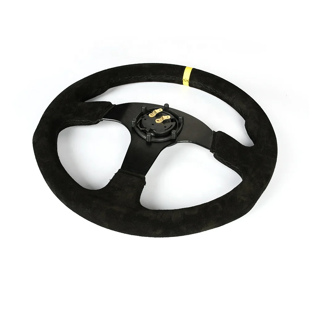 350mm aluminum bracket suede leather steering wheel