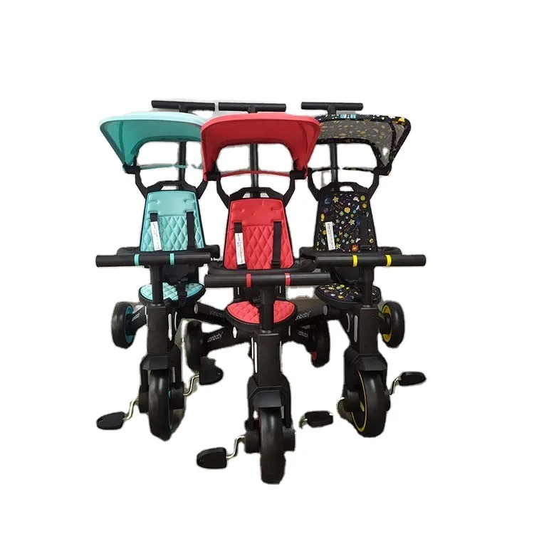 Foldable 7 in 1 Child Toddler Tricycle 3 Wheel Kids Trike Bike Kids Baby Tricycle Trike for Kids Children 1-6 Year Old