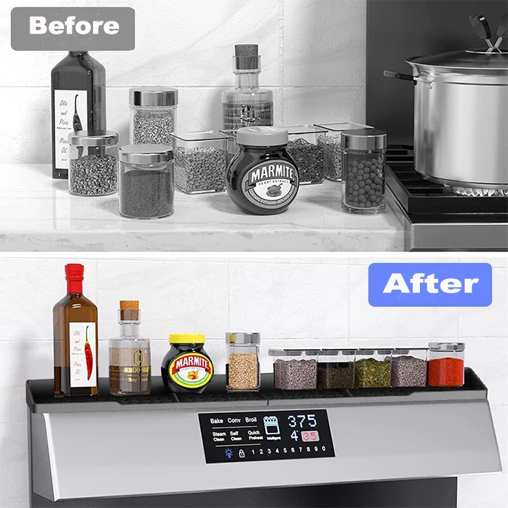 30 Inches Kitchen Silicone Magnetic Over Stove Top Shelf for Kitchen organization Spice Rack