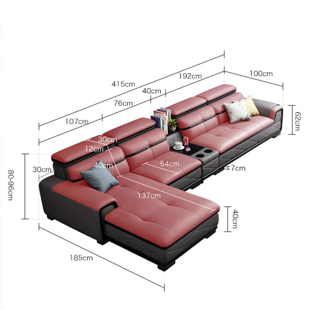 Factory customizable Good quality living room sofa set furniture modern home leather sectional sofa