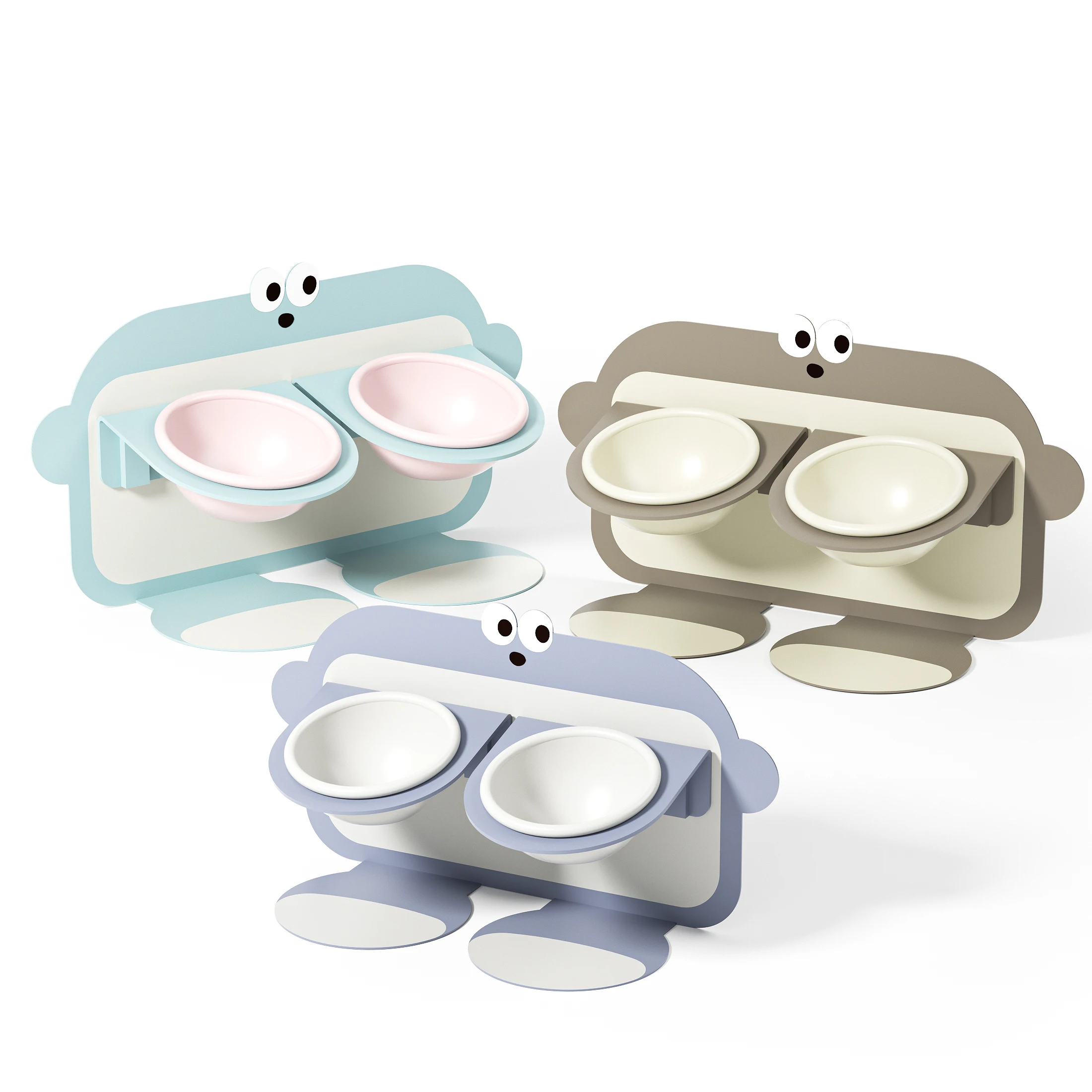 No Spill Non Slip Magnetic Bowl Deluxe Model Adjustable Height Steel Double Bowl for Medium Dogs