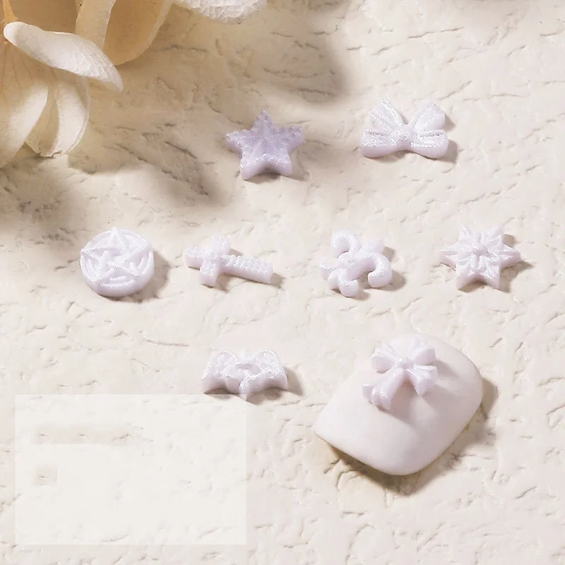 100pc Pink White Bow Resin Nail Art Decoration 3D Cream Bowknot Nail Charm Ornament Jewelry DIY Manicure Cross Chrome Hearts