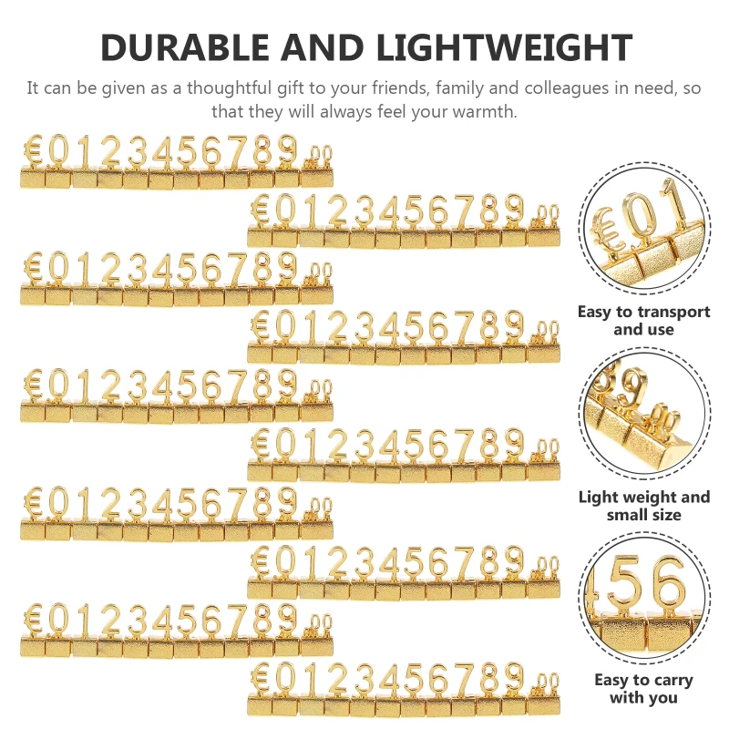 Adjustable 3D Metal Price Tags Euro Pound Dollar Combined Display Silver Optimal Store Use-for Supermarkets Jewelry Watches