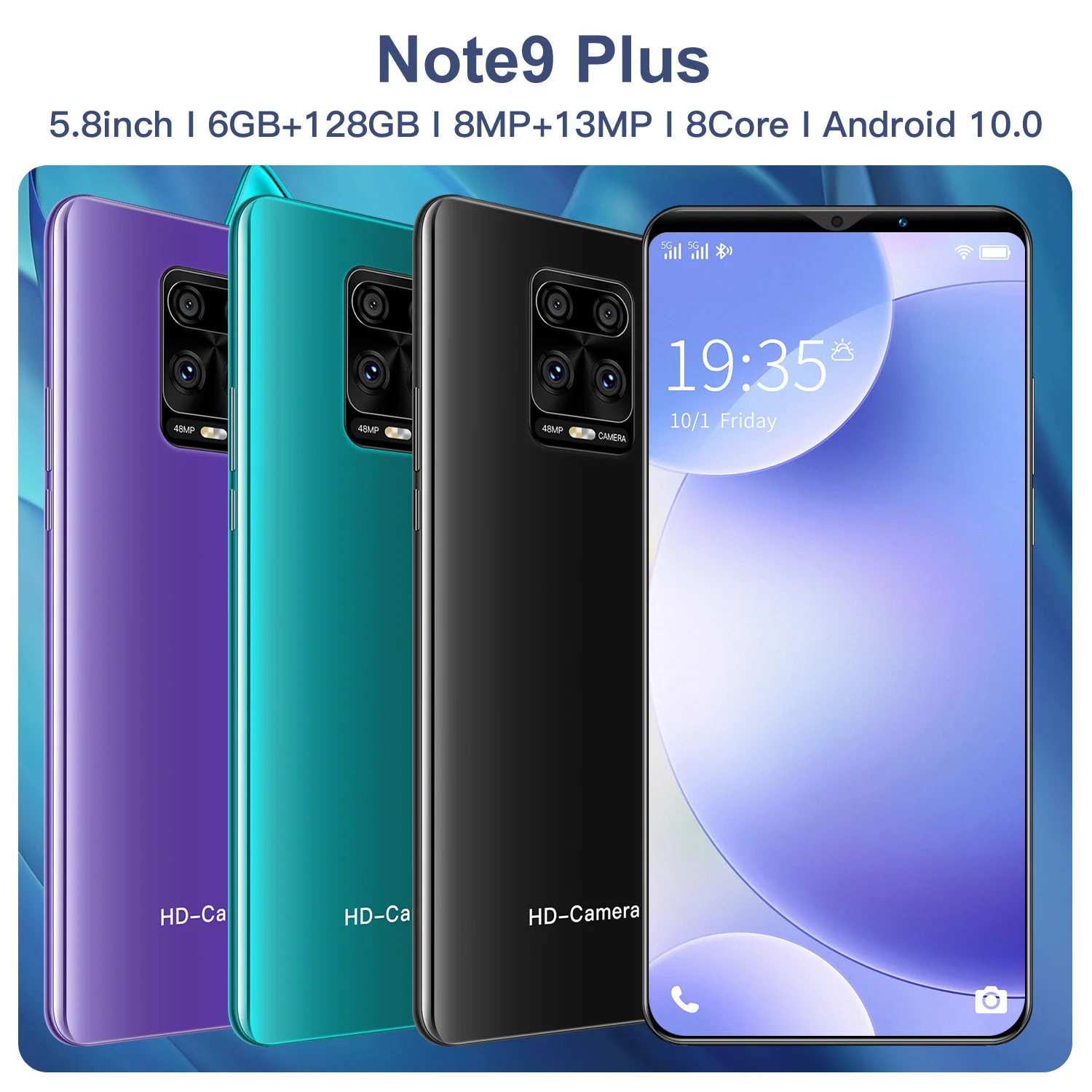  5 8 дюймов Note 9 Plus неблокированный Android мобильный смартфон 