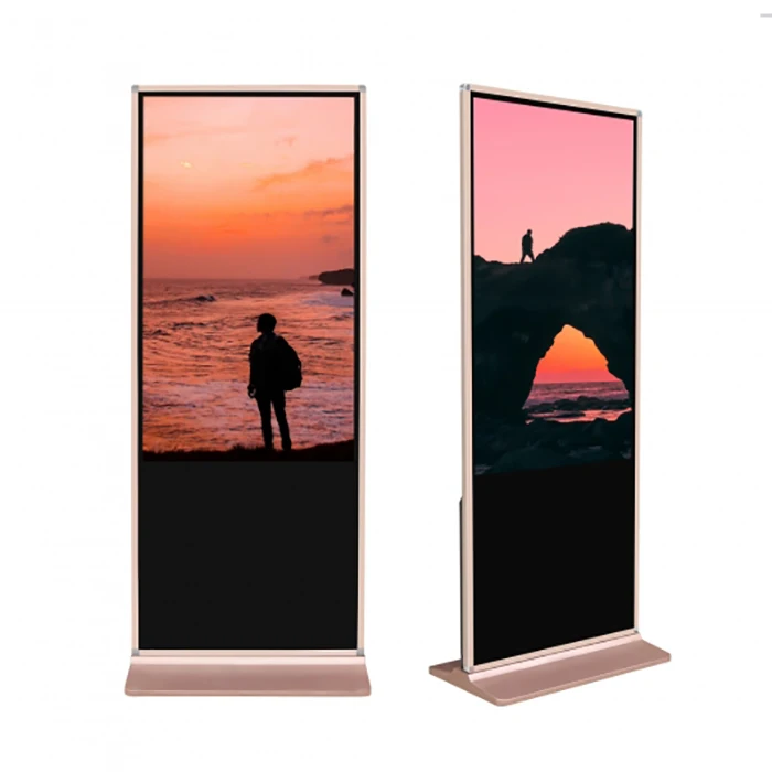 55inch Ultra Thin Free Standing Lcd Advertising Player Vertical TV for Business Customized Touch Screen Kiosk Aluminum Alloy
