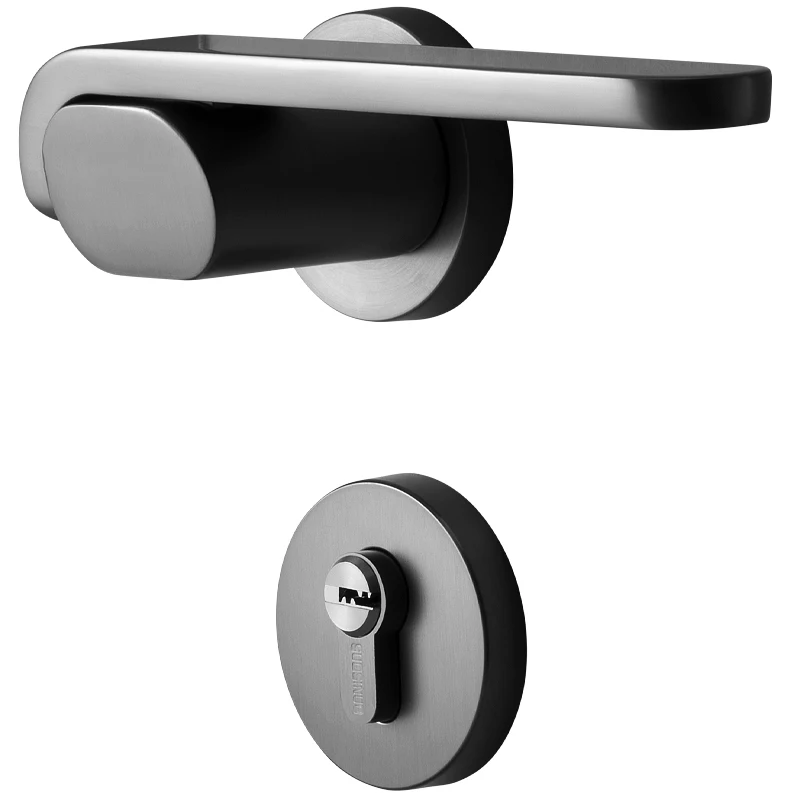 Modern European Design Bedroom Door Lock Handle High Standard Mute Black Grey Wooden Door with Zinc Alloy for Hotels Interiors