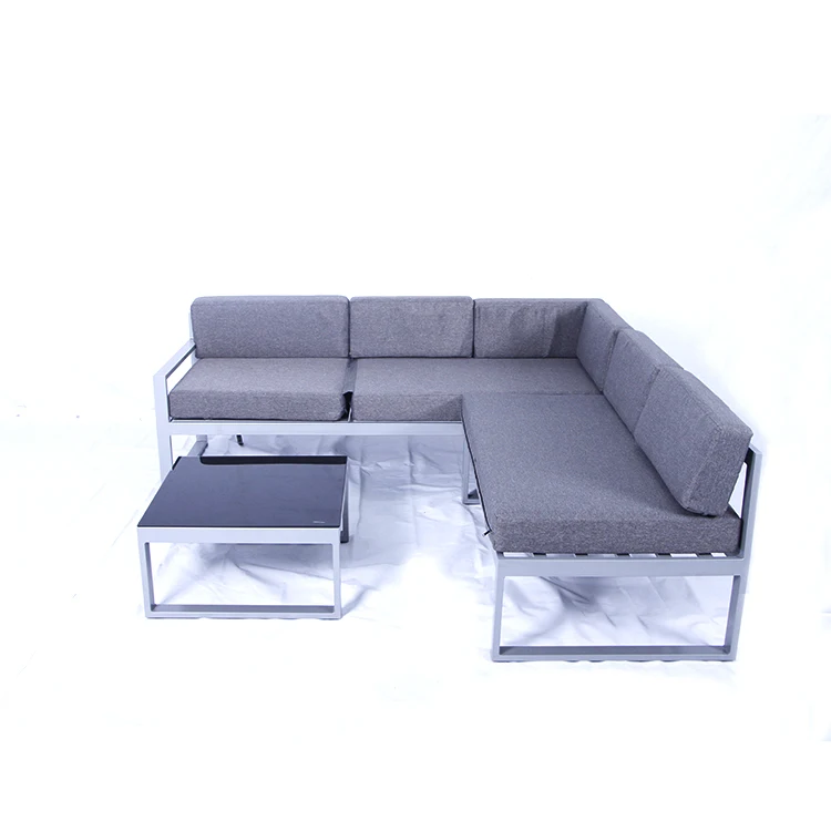 Современная уличная мебель, полностью стальная гостиная, набор диванов, угловая подушка, диван