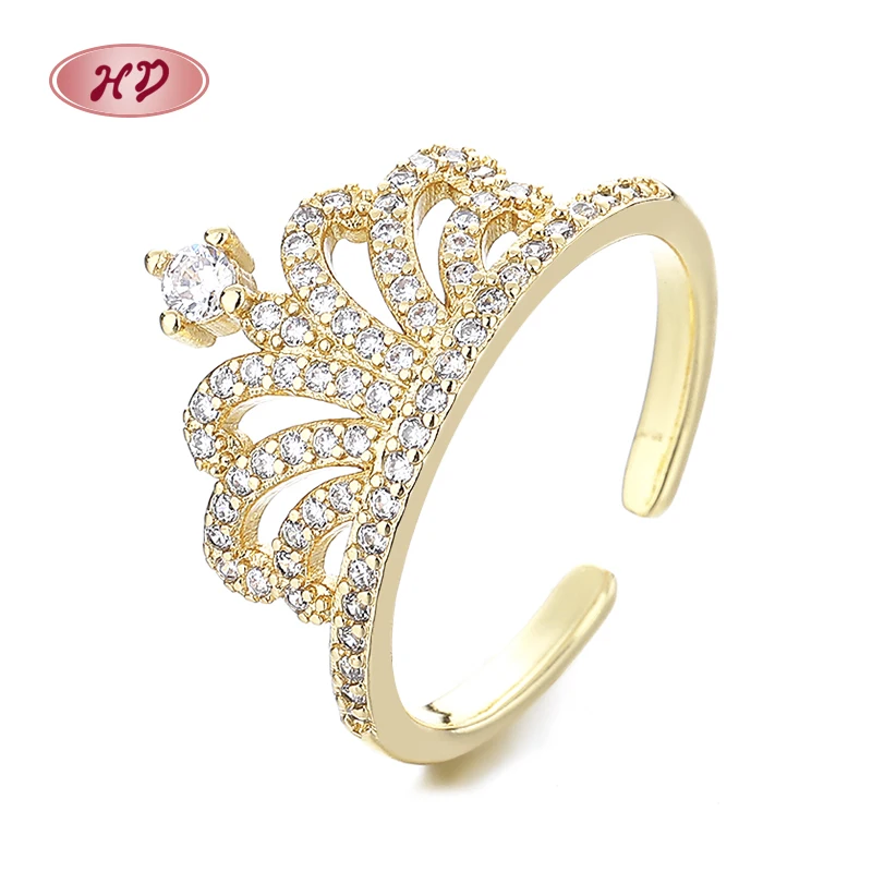 Majestic 18K Gold Plated Crown Rings Wholesale Fashion Elegance Women Fashion Jewelry Rings With Aaa Cubic Zirconia