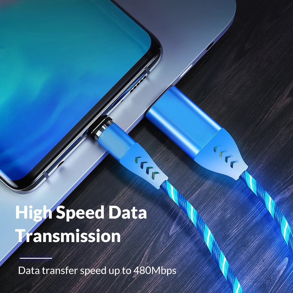 Оптовая продажа недорогой Магнитный зарядный Usb-кабель 3 в 1 со светодиодной подсветкой Micro Usb Тип C Дата-кабель высокого