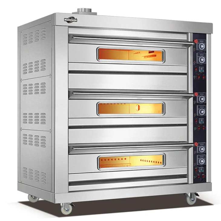Factory Price Bakery Three Deck Gas Pizza Baking Steamer Oven With CE