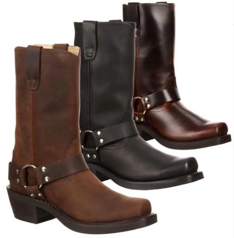 PDEP casual cowboy boots for men faux leather slip on western men ankle boots