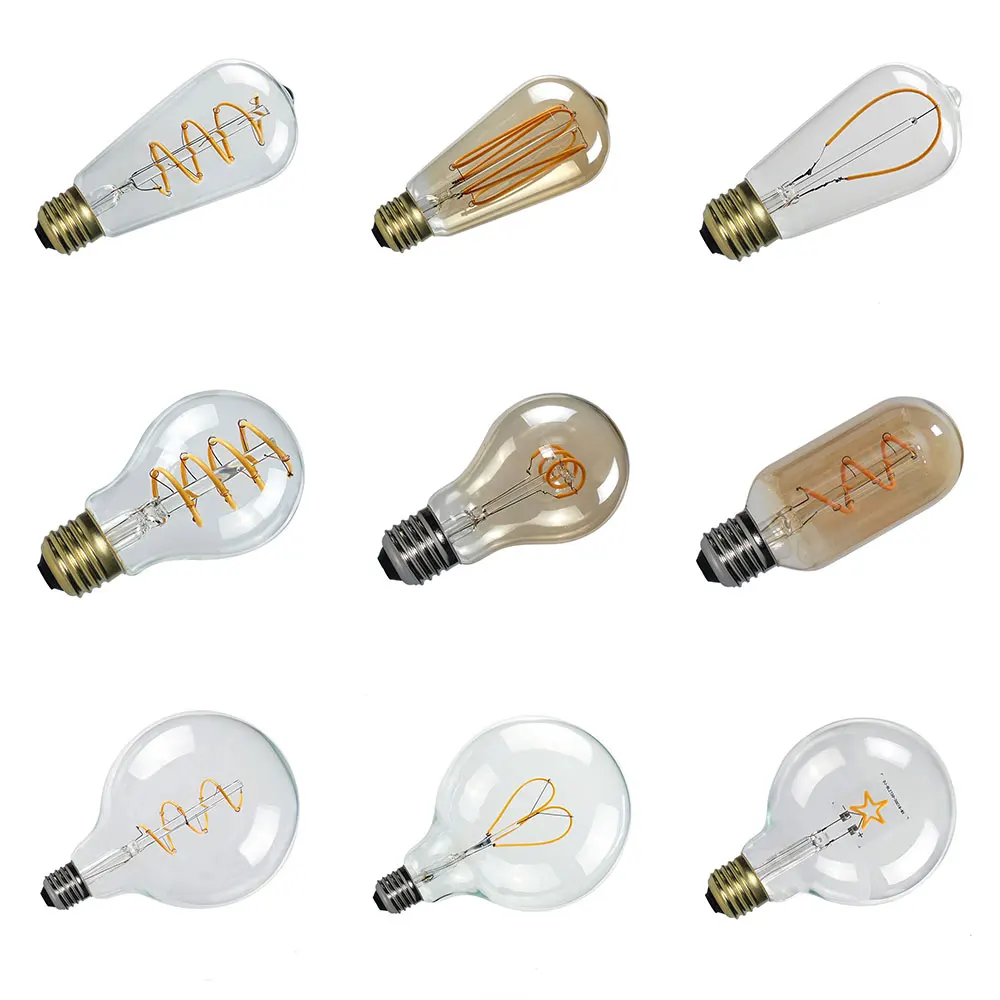 ST64 A60(A19) G80 G95 G125 T185 T225 T300 T45 C35 T10-125  China High Quality t Share Globe Candle led Soft Filament Bulb