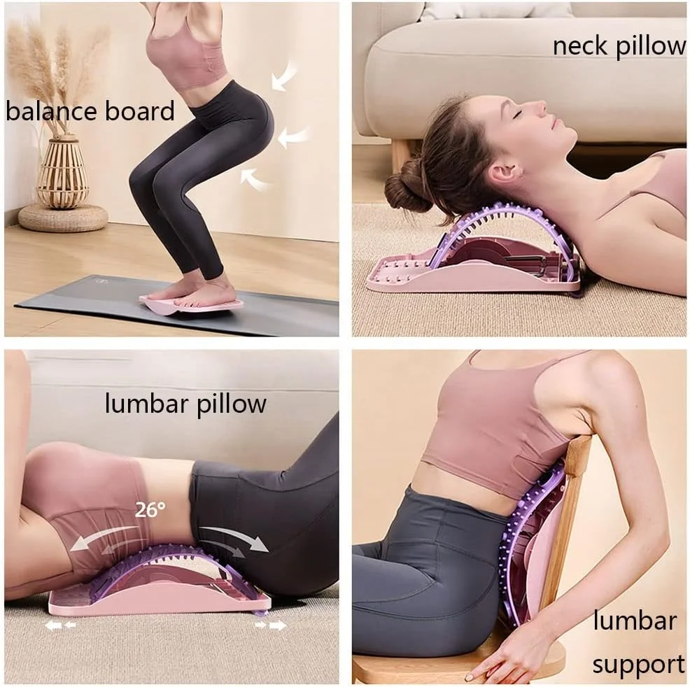 Multifunction Stretcher Spine Pain Relief Acupuncture Lumbar Neck Back Waist Leg Support Cushion Massager Stretcher