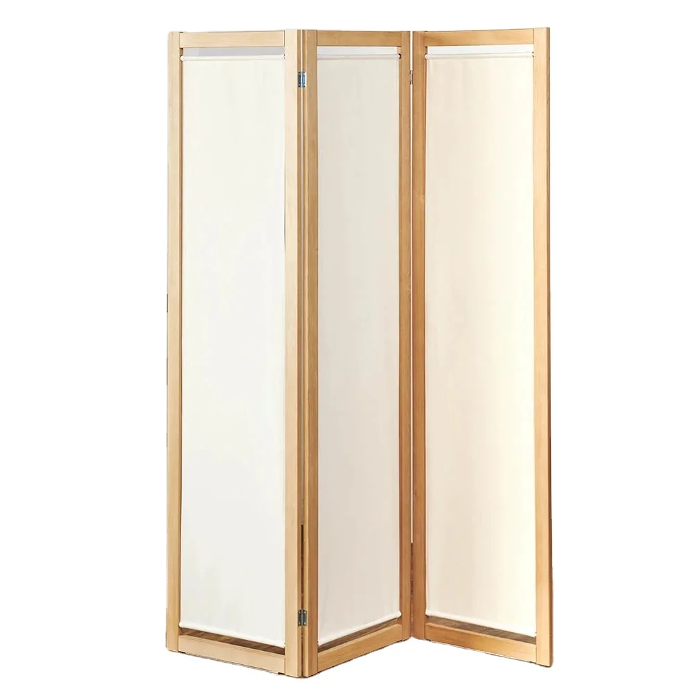 Simplicity canvas folding screen wooden room divider hall partition