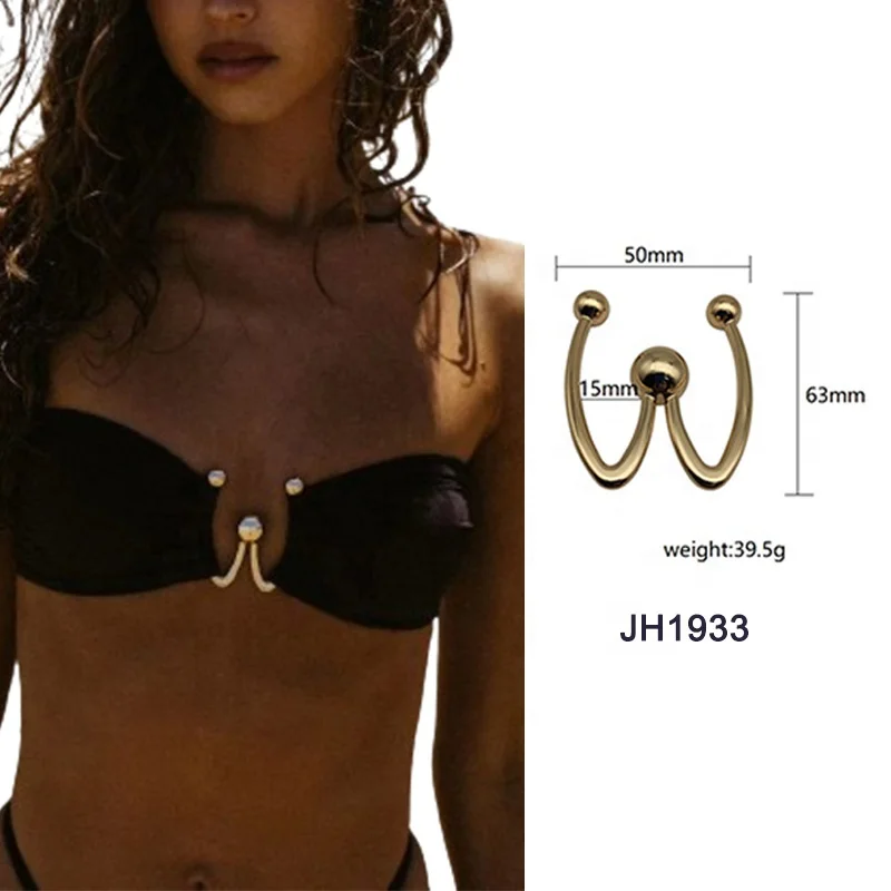 New Arrival High-end Saltwater Resistance W-Shaped Metal Zinc Alloy Bikini Connector For Sex Swimwear Beachwear