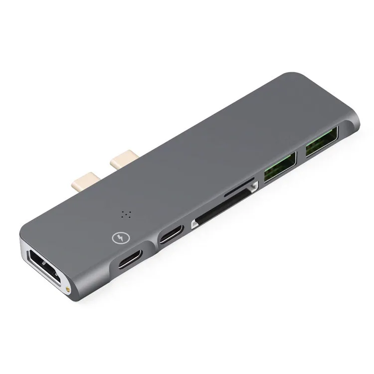 
high quality Dual USB C connector 7 in 1 HUB type c extension dock Convertor 