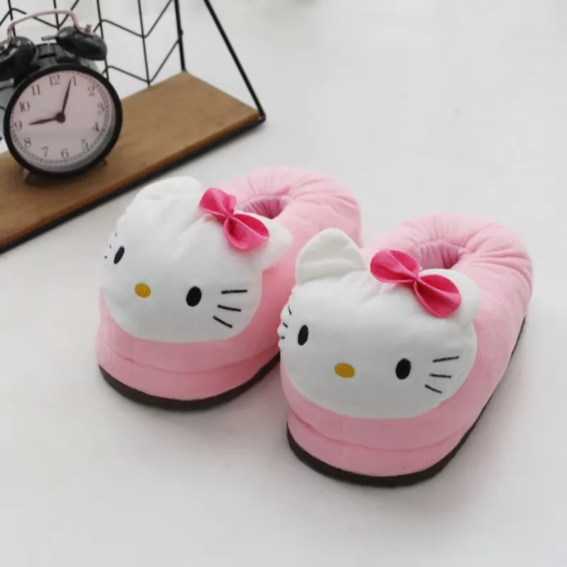 Cute KT Cat Cotton Winter Female Plush Slippers Indoor Super Thickened Warm slippers