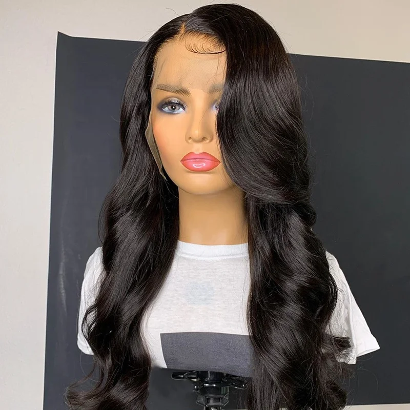 2021 оптовая продажа предварительно волосы парики из натуральных волос, 24 инч объёмная волна натуральный черный девственные волосы парик, бразильские волосы полные парики фронта шнурка