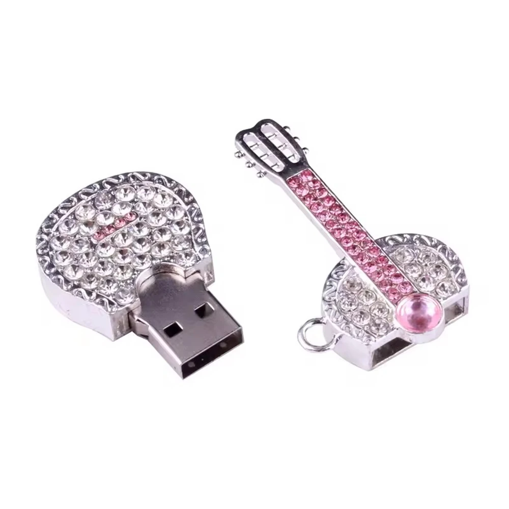 Gift 64gb 32gb 16gb 8gb 4gb Beautiful Pendrive Crystal Guitar U Disk Memoria Flash Drive nice gifts diamond