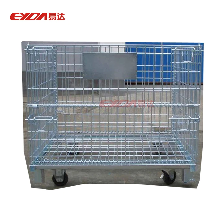 Металлическая складная клетка для хранения с колесами