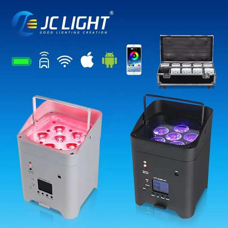 JCLIGHT 6x18w Battery Led Par Powered Uplights Dmx Control Wedding Stage 6in1 Uplight Wireless Par Light