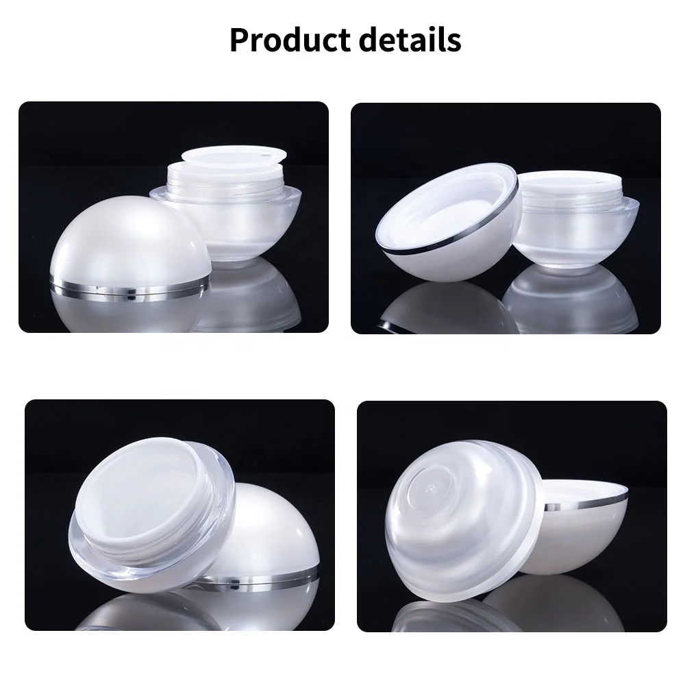 15ml 30ml 50ml Pearl White Empty Acrylic Jar Ball Shape Face Cream Jars Lip Balm Ball Container Acrylic Cream Container Jar