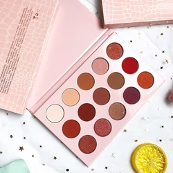 Best quality custom eyeshadow palette 15 colors talc free pink eyeshadow packaging