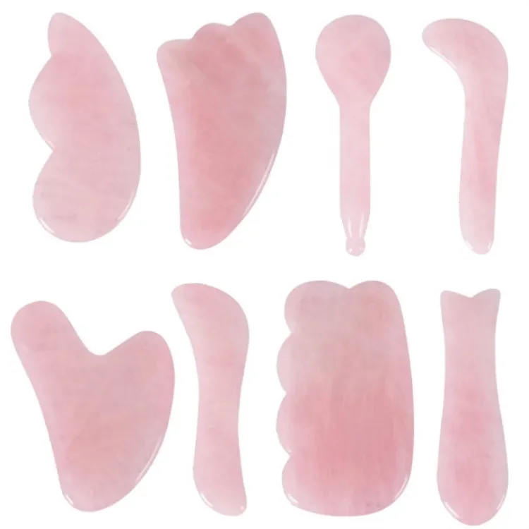 chinese  faccial massage guasha tools manufacture rose quartz face jade skin roller guasha therapy