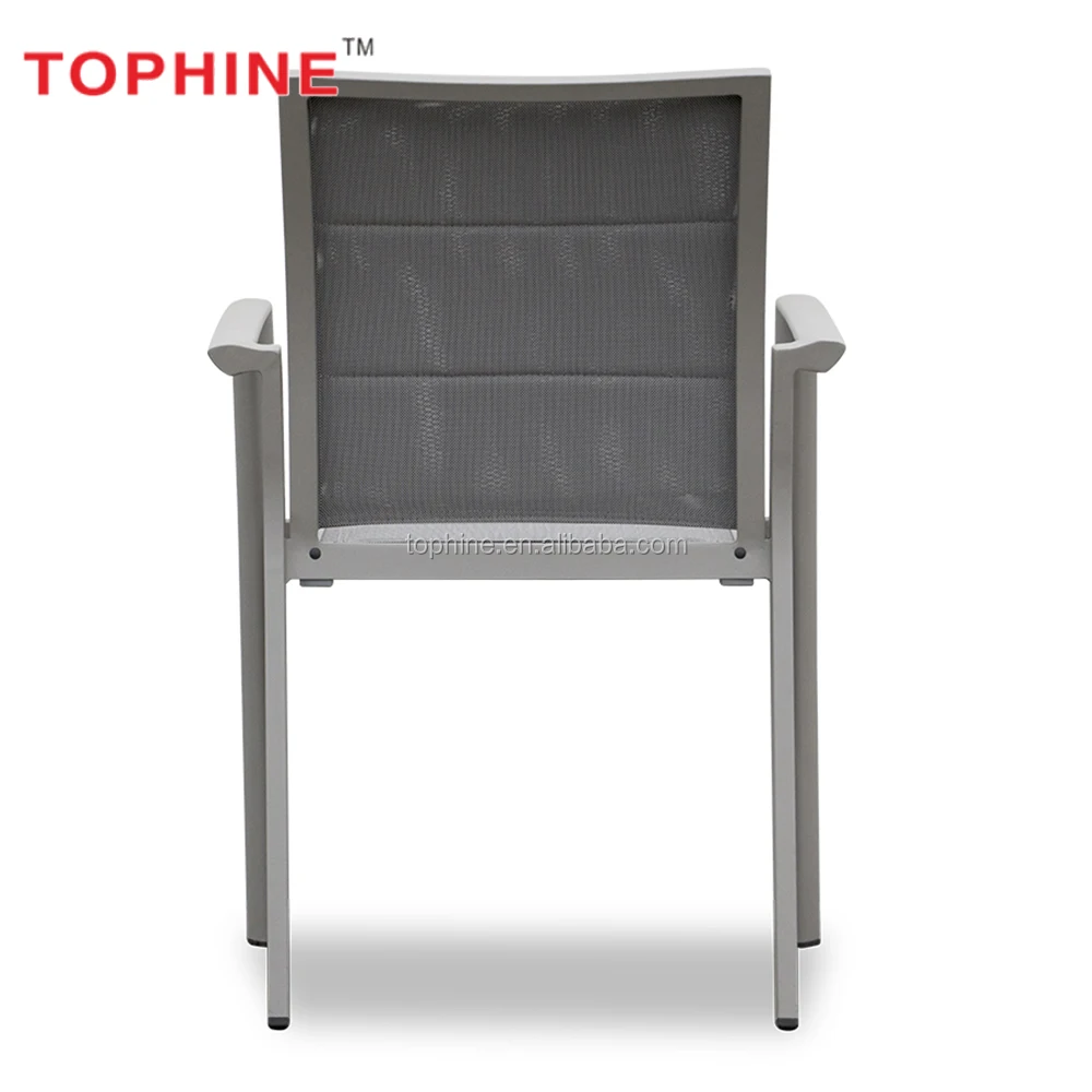 Outdoor furniture aluminum Extendable dining metal table mesh fabric chairs furniture set