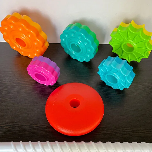 2024 TE MU Educational Toy  Early Education Stacking Building Block Montessori Toys Rainbow Spinning Tower