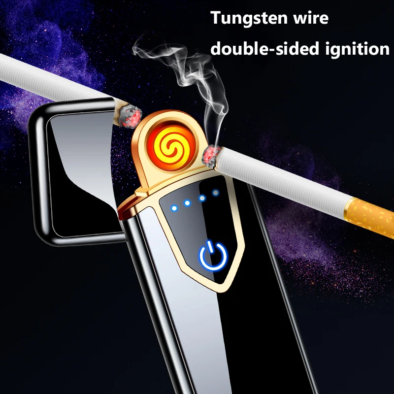 Creative Ultra Thin Fingerprint USB Charging Lighter Environmental Protection Electronic Cigarette Lighter Gift