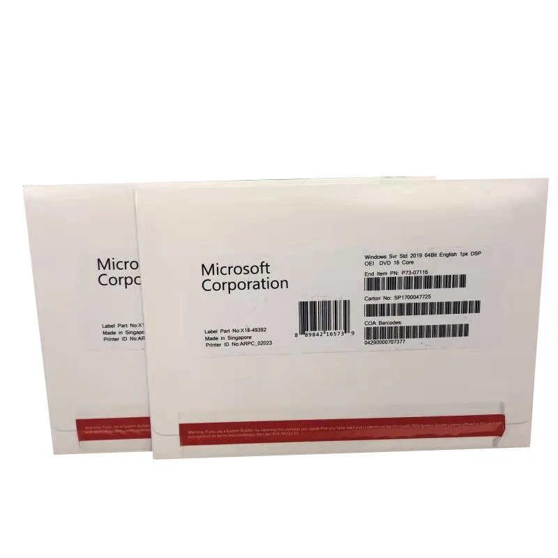 
 Microsoft Windows Server 2019 стандартный DVD полный пакет английская версия Win Server 2019  