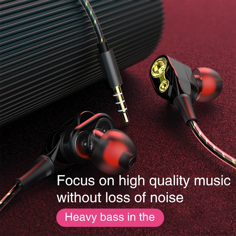 New Product Earbuds In-ear Wired Headphone OEM Headset With Mic 3.5mm 2020 Hot Selling Cheapest Dual Drive Stereo Earphone Wired
