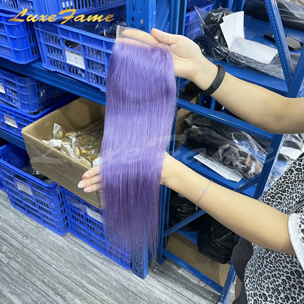 Luxefame Hair Ombre 1B-Pink 4*4 Swiss Lace Closure Brazilian Body Wave 130% Density Remy Human Hair 8'-20