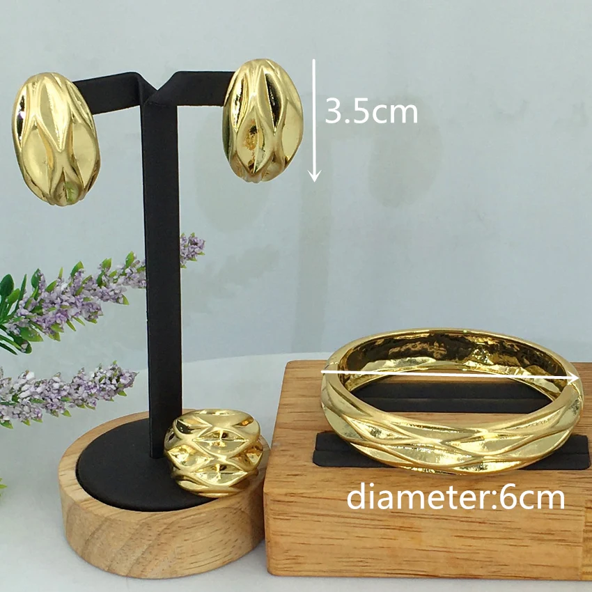 Yuminglai Russian Elegant Classic Design Trendy 3pcs Luxury China Jewelry Sets Earrings Bracelet & Ring Set FHK12504