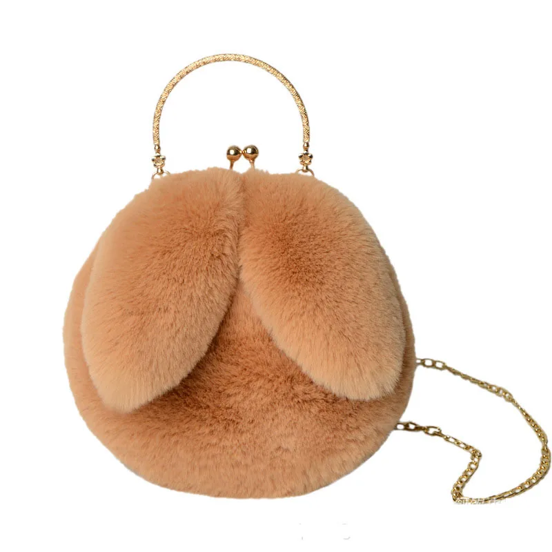 Cute Rabbit Purse Plush Bags For Women, Kawaii Bunny Crossbody Small Tote Bag Furry Purse Fluffy  bag pack for women lady