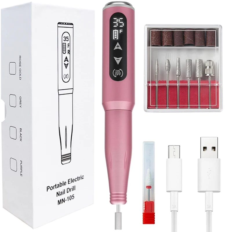 New touch screen rechargeable marathon durable electric nail drill professional nail drills pen machine with nail drill bits