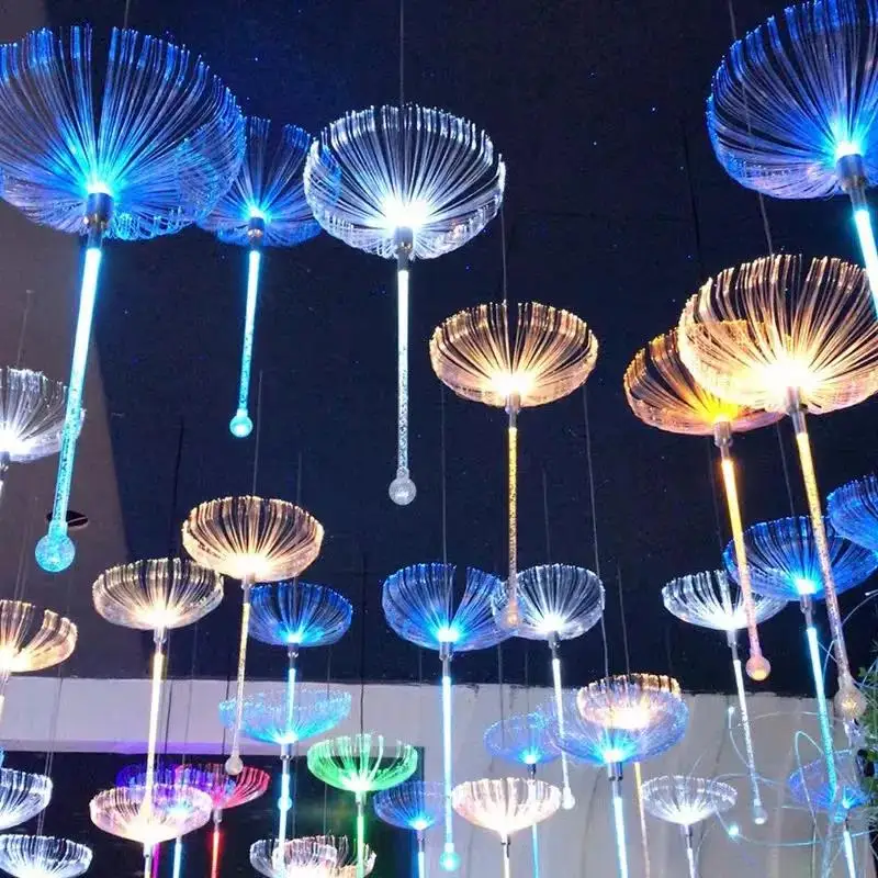 New Product Jellyfish Led Light For Holiday Decoration Fiber Optic Colorful Lamp Decor Hanging Garden Outdoor Waterproof Light