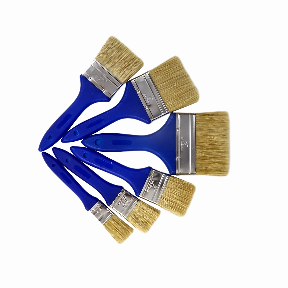 Industrial & DIY Grade 1-6 Inch Paint Brush Set with Wood Handle Natural Bristle Foam Customizable OEM Support Wall Polishing