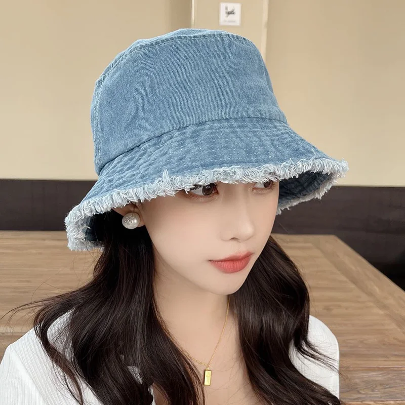 Vintage washes Denim bucket cap hip hop sun hats manufacture fisherman bucket Jeans hats