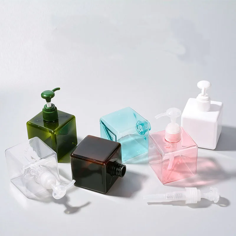 250ml/8.4oz Empty Refillable Plastic Square Cosmetic Packaging Bottle with Spray Pump For Liquid Lotion Soap Hand Cream Bottle