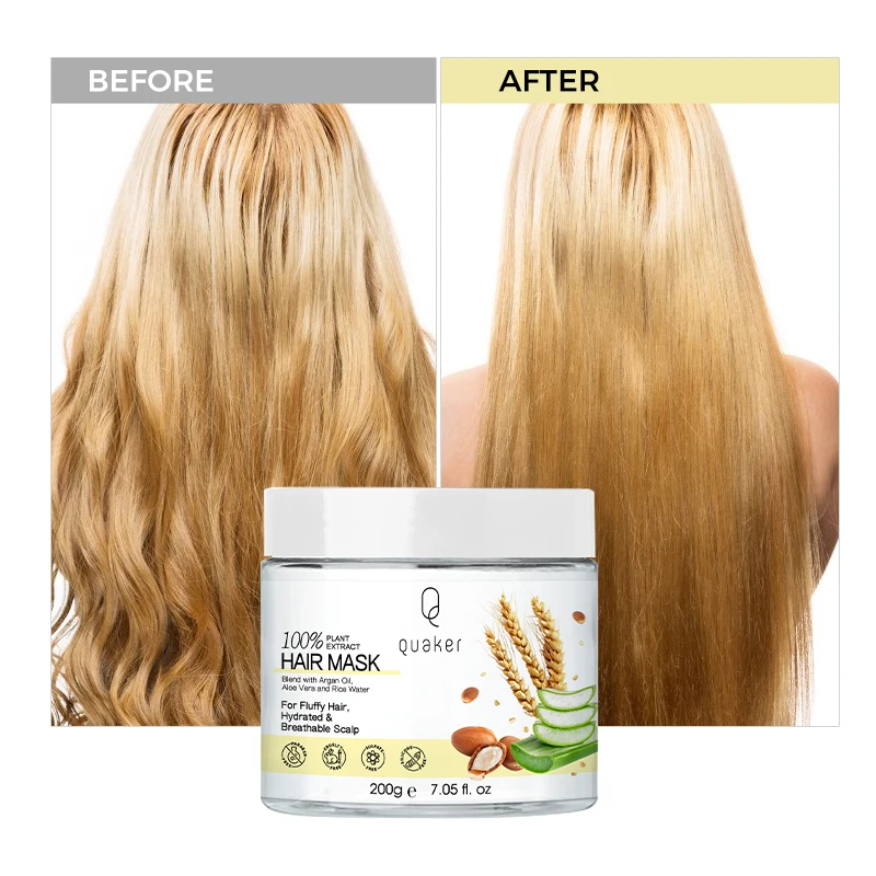 Qquaker Natural Private Label Smoothing Nourishing Hair Conditioning Rargan Oil Rice Water Hair Mask