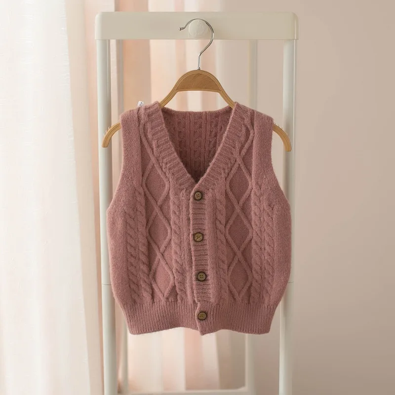 
Leesourcing best selling GOTS certified organic cotton knitted baby sweater v neck vest 