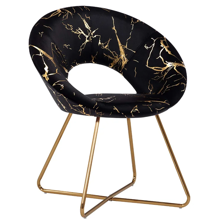 Luxury New Design Golden Metal Frame Living Room Chairs Velvet Accent Chair With Middle Back