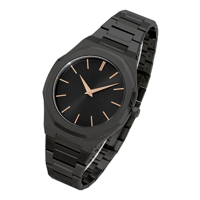 Luxury stainless steel men watch with dial customize Japanese quartz movement waterproof business slim wrist watch