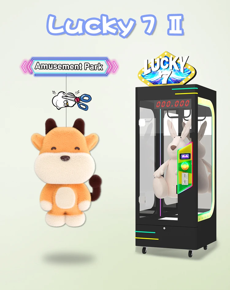 Customized Lucky 7 Arcade Coin Operated Games Scissors Cut Prize Gift Machine Gift Vending Game Machine